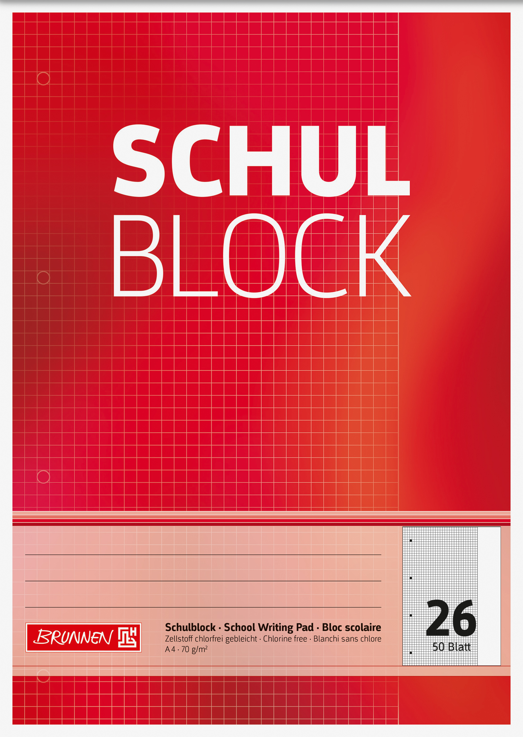Schulbl A4 70g 50Bl Lin26 gel