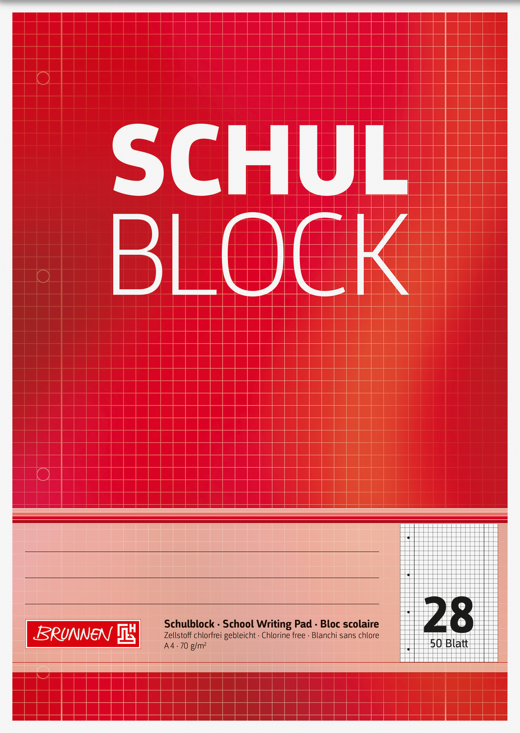 Schulbl A4 70g 50Bl Lin28 gel